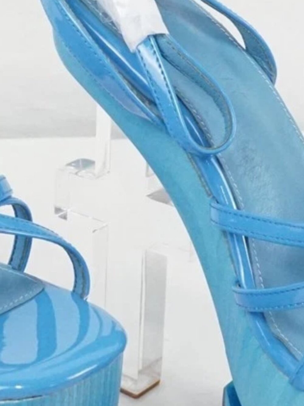 Y2K Wooden Heel Bold Statement Fashion Retro Getaway Stiletto Baddies Only Eveni - Picture 4 of 5